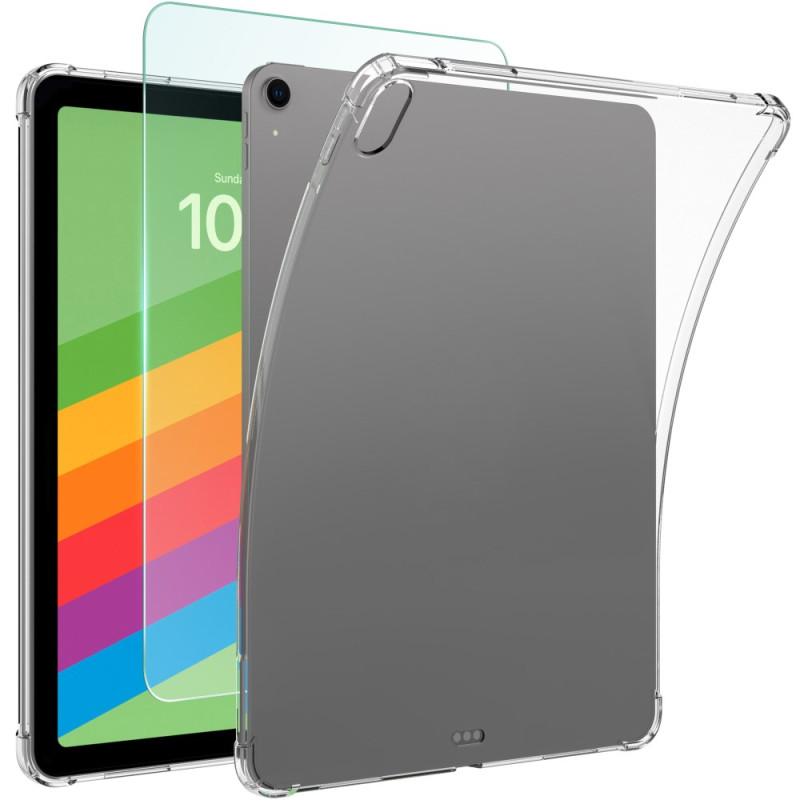 iPad Air 11 (2024) Cover Transparent + Schutzfolie für das Display aus gehärtetem Glas