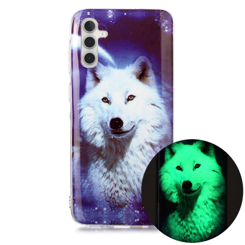 Samsung Galaxy A24 4G Cover Leuchtender Wolf Sternenhimmel