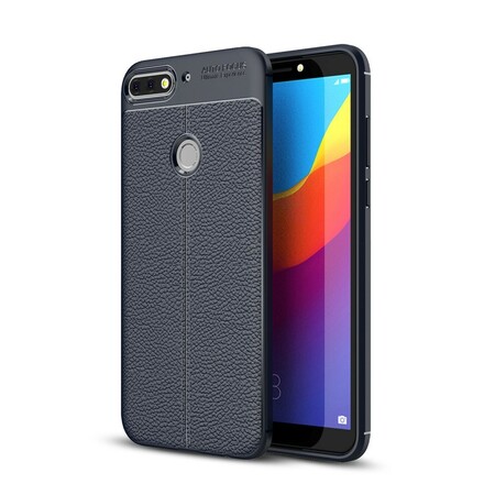 Huawei Y7 2018 Cover Lederoptik Litschi Double Line