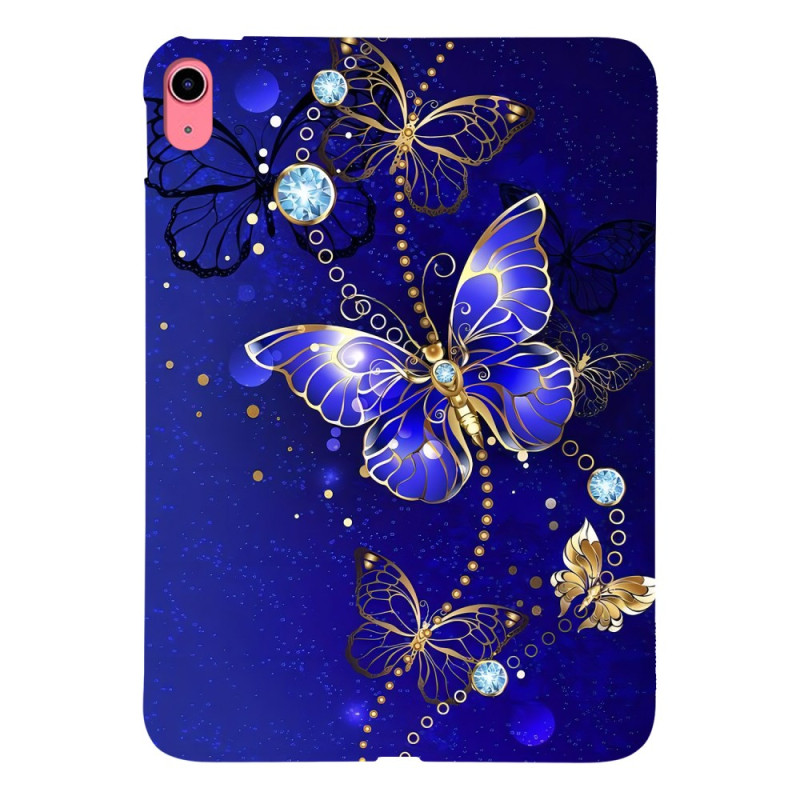 iPad 10.9 (2022) Cover Schmetterlinge Blau und Gold