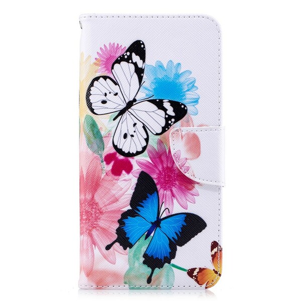 iPhone XS Max Hülle Gemalte Schmetterlinge und Blumen