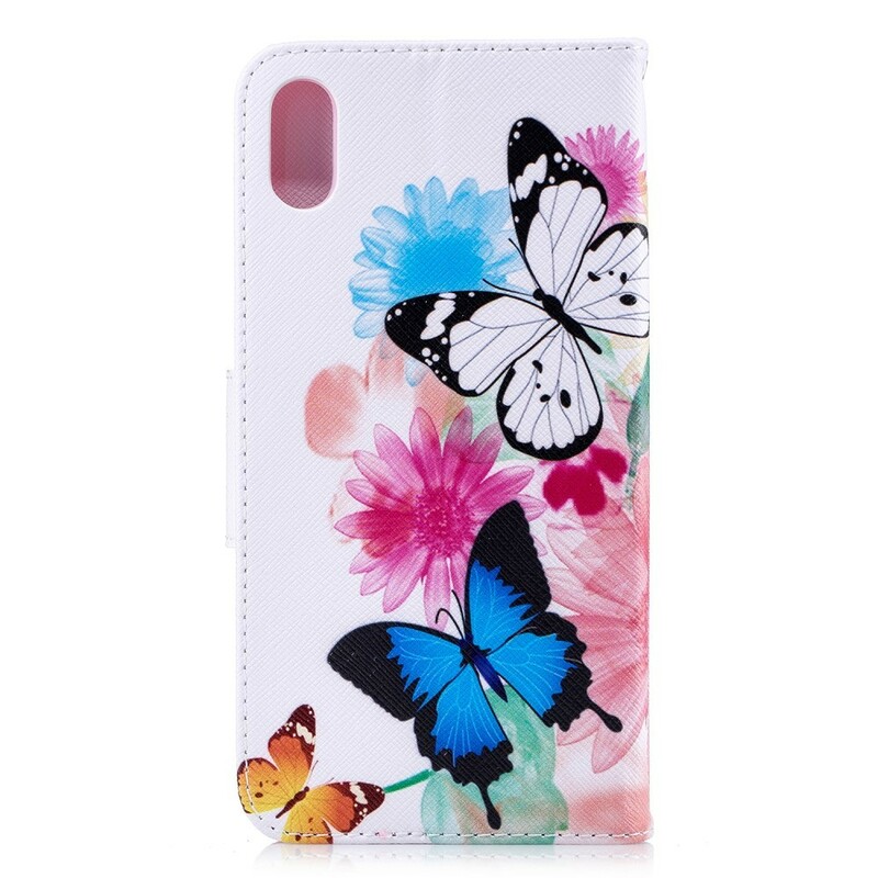iPhone XS Max Hülle Gemalte Schmetterlinge und Blumen