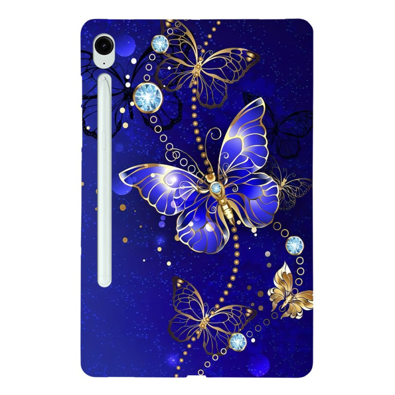 Samsung Galaxy Tab S9 FE / S9 Cover Blaue und Goldene Schmetterlinge