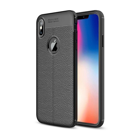 iPhone XS Max Cover mit Litschi-Leder-Effekt Double Line