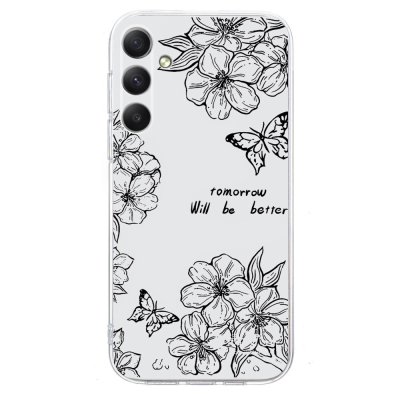 Samsung Galaxy A36 5G Cover Dessin Schmetterlinge und Blumen