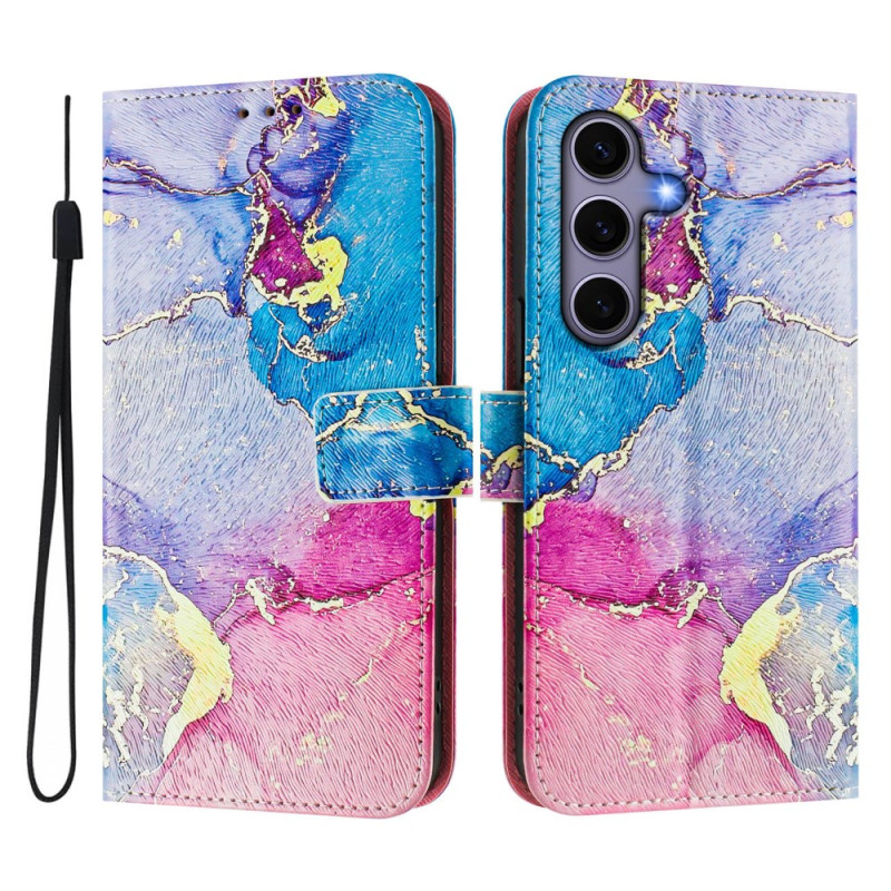 Samsung Galaxy S25 5G Marmor Mehrfarbig Tasche mit Riemen