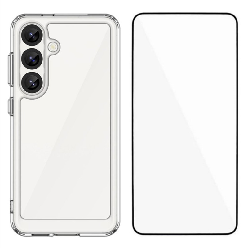 Samsung Galaxy S25 5G Cover Transparent mit Displayschutz aus gehärtetem Glas