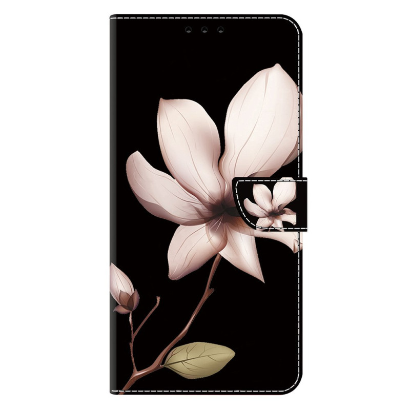 Samsung Galaxy S25 5G Hülle Rosa Blume auf schwarzem Hintergrund