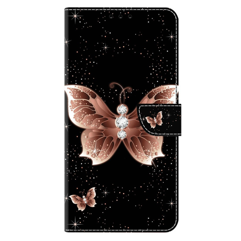 Samsung Galaxy S25 Ultra 5G Tasche Schmetterling Rosa und Diamant