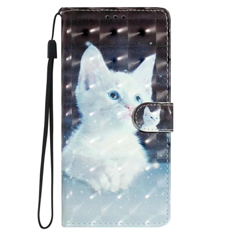 Samsung Galaxy S25 Ultra 5G Katze Weiß 3D Tasche mit Riemen