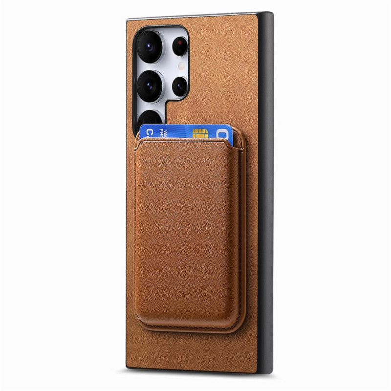 Samsung Galaxy S25 Ultra 5G Wildleder Style Cover Magnetischer abnehmbarer Kartenhalter