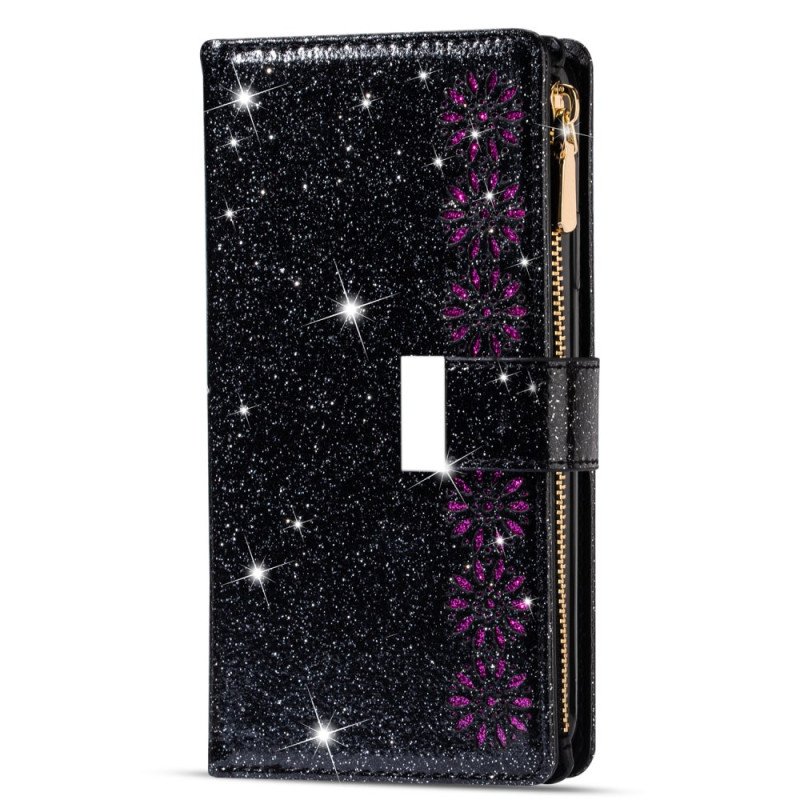 Samsung Galaxy S25 Ultra 5G Glitter Tasche Silberfarbener Verschluss