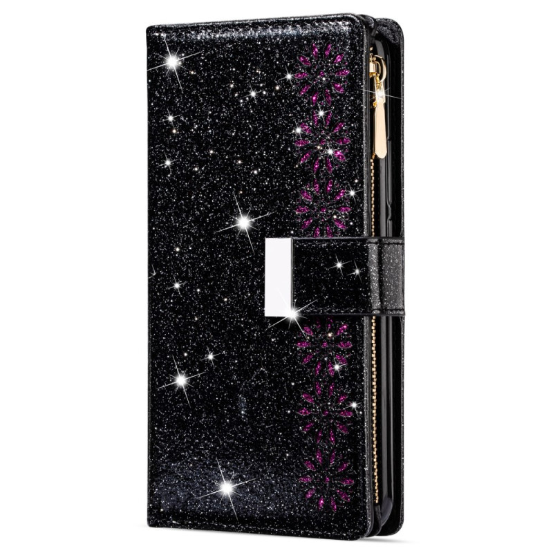 Samsung Galaxy A56 5G Glitter Tasche Silberfarbener Verschluss