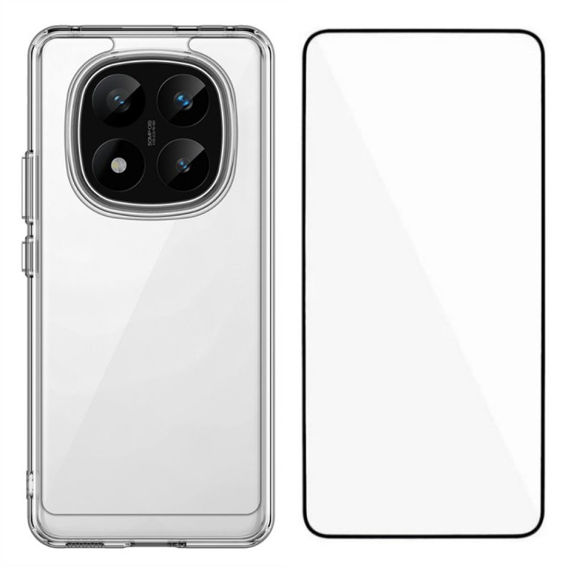 Transparentes Xiaomi Redmi Note 14 Pro 5G Cover mit vollständigem Bildschirmschutz aus gehärtetem Glas