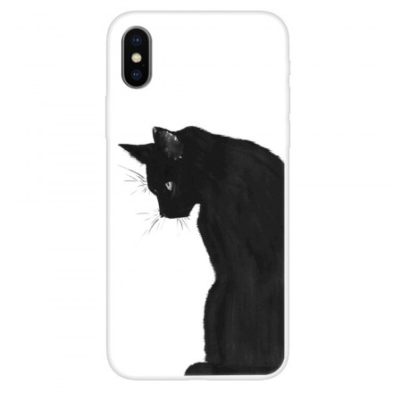 iPhone XS Cover Schwarze Katze Nachdenklich