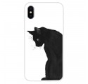 iPhone XS Cover Schwarze Katze Nachdenklich