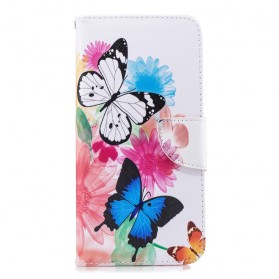 Hülle Samsung Galaxy J6 Plus Gemalte Schmetterlinge und Blumen