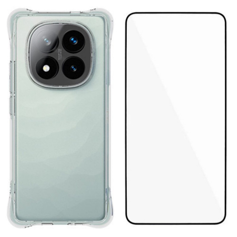 Xiaomi Redmi Note 14 Pro Plus 5G Transparent Verstärktes Cover mit Displayschutz aus gehärtetem Glas