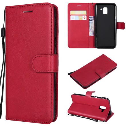 Samsung Galaxy J6 Plus Tasche in Lederoptik mit Trageriemen Samsung Galaxy J6 Plus Tasche in Lederoptik mit Trageriemen
