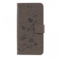 Samsung Galaxy A7 Tasche Schmetterlinge und Blumen mit Riemen