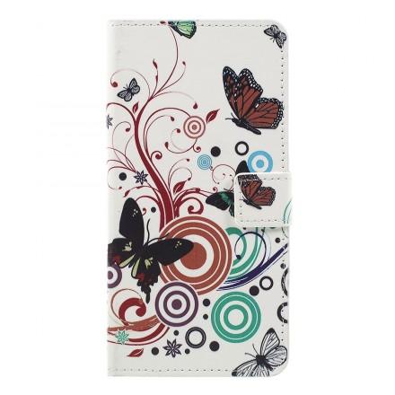 Samsung Galaxy A7 Hülle Schmetterlinge und Blumen Design