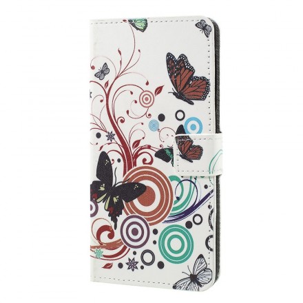 Samsung Galaxy A7 Hülle Schmetterlinge und Blumen Design