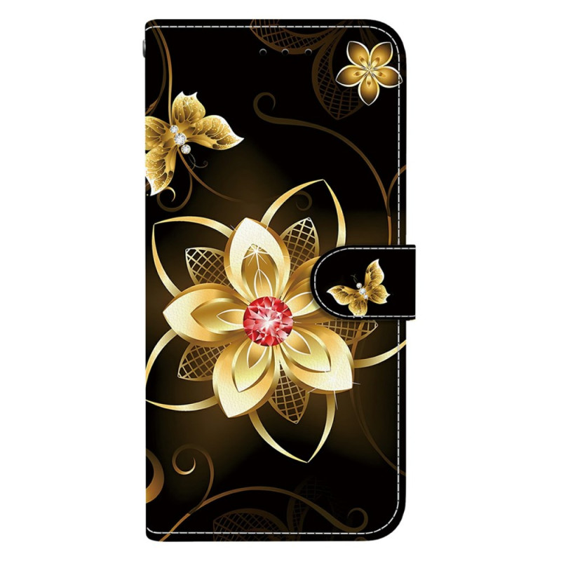 Xiaomi Redmi 14C / Poco C75 Hülle Goldenes Blumenmuster