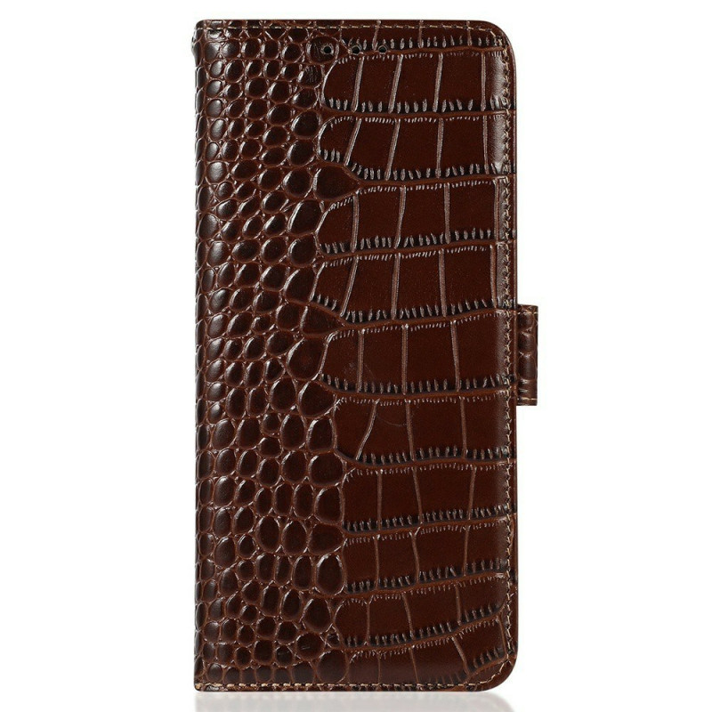 Housse OnePlus 13R Cuir Véritable Texture Crocodile