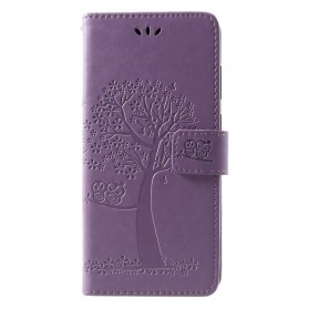 Samsung Galaxy A9 Hülle Baum und Eulen mit Riemen
