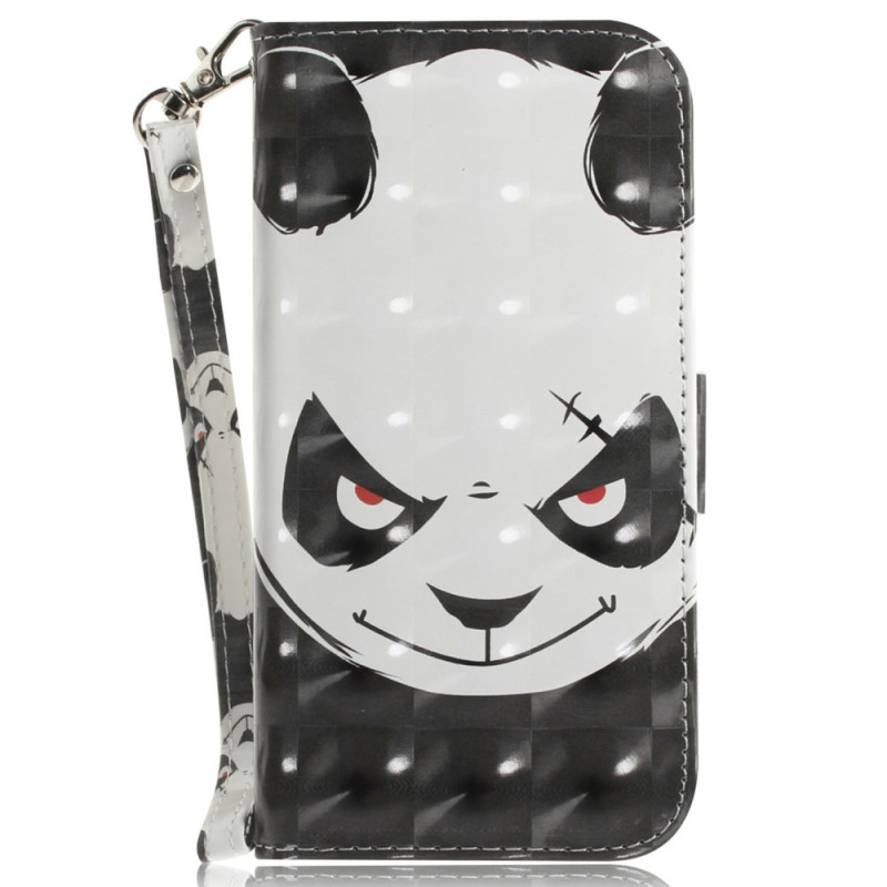 Moto G15 Angry Panda Tasche mit Trageriemen