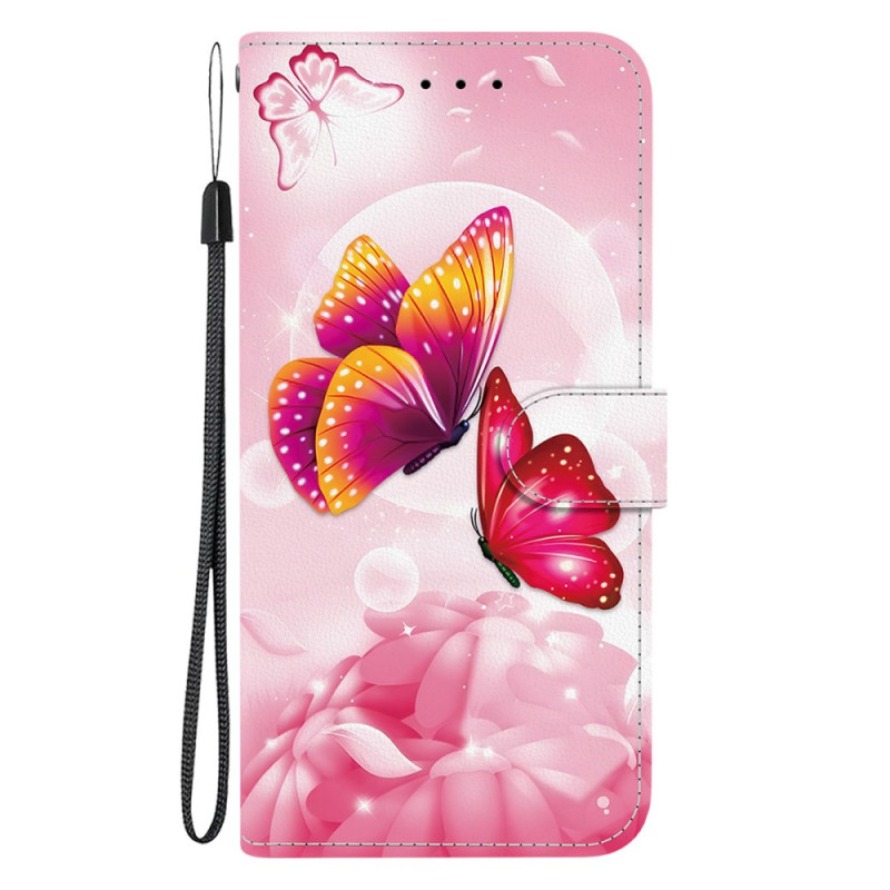 Hülle Moto G55 5G Rosa Schmetterlinge