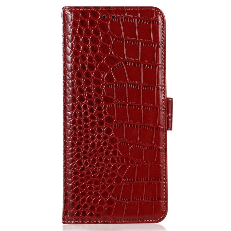 Hülle Moto G35 5G Leder mit Krokodilprägung