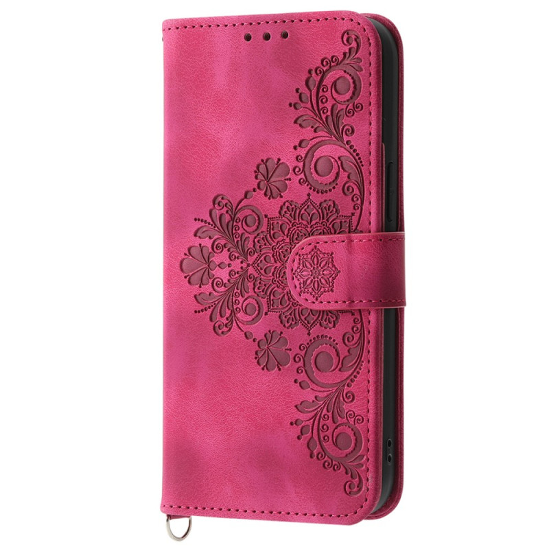 Samsung Galaxy M35 5G Tasche mit Blumenmuster, Riemen und Schultergurt