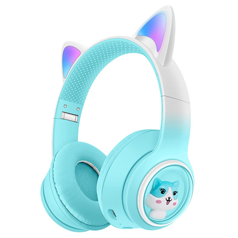 Casque Bluetooth avec Oreilles de Chat Lumineuses