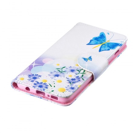 Samsung Galaxy S10 Hülle Gemalte Schmetterlinge und Blumen