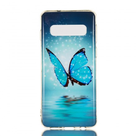 Samsung Galaxy S10 Schmetterling Cover Blau Fluoreszierend