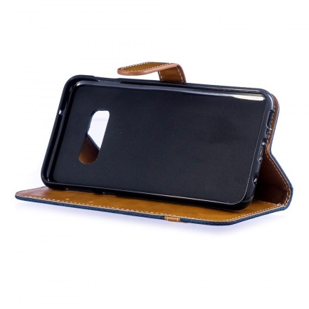 Samsung Galaxy S10 Lite Stoff & Lederoptik Tasche mit Riemen