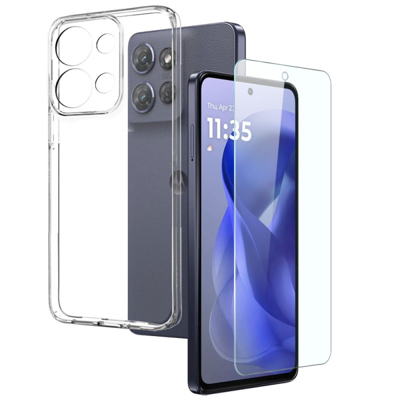 Moto G Power (2025) Cover Transparent mit Bildschirmschutz