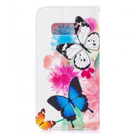 Samsung Galaxy S10 Lite Hülle Schmetterlinge und Blumen Gemalt