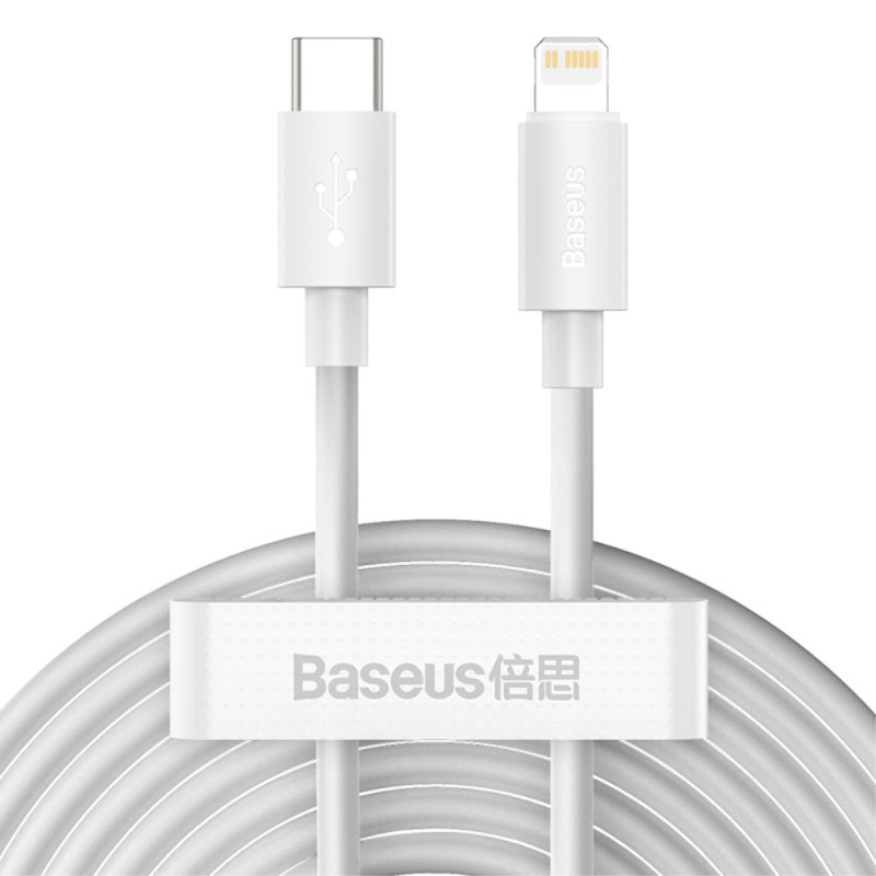 Datenkabelsatz Type-C auf iP [2 Stück] Simple Wisdom BASEUS (weiß) - 1,5m