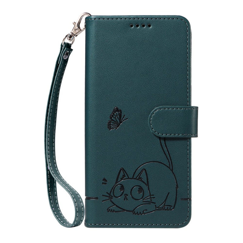 Honor 400 Lite Tasche Katze Glücksbringer mit Riemen