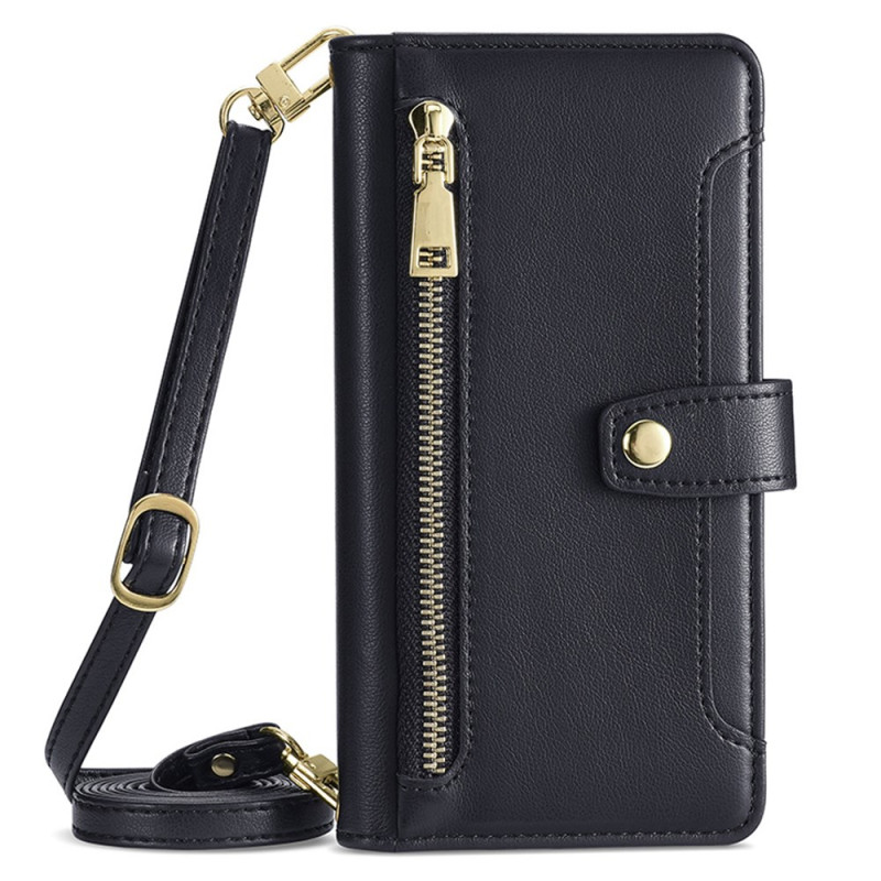 Realme 14 Pro 5G Tasche Brieftasche mit Reißverschluss, Riemen und Schulterriemen
