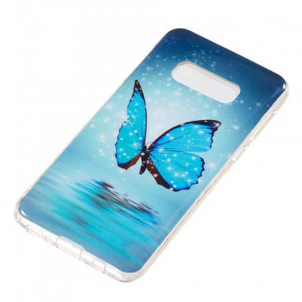 Samsung Galaxy S10 Lite Schmetterling Cover Blau Fluoreszierend