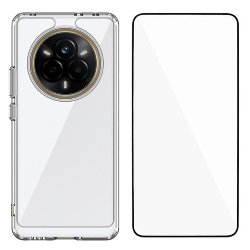 Transparente Realme 14 Pro 5G Hülle mit Displayschutz aus gehärtetem Glas