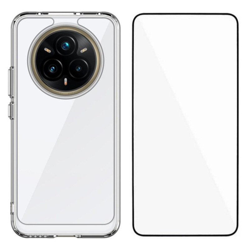 Transparente Realme 14 Pro Plus 5G Hülle mit Displayschutz aus gehärtetem Glas
