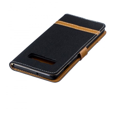 Samsung Galaxy S10 Plus Tasche Stoff und Lederoptik mit Riemen
