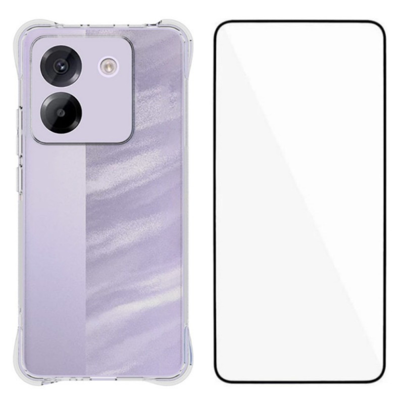 Transparentes Poco M7 Pro 5G Cover mit Displayschutz aus gehärtetem Glas