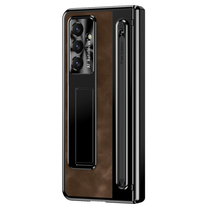 Samsung Galaxy Z Fold 7 5G Hülle mit Ledereffekt Halterung und Stifthalter