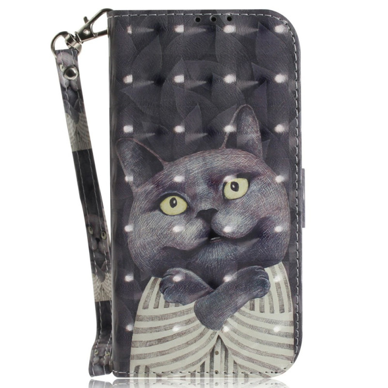 Tasche Poco F7 Pro 5G / F7 Ultra 5G Katze Grau mit Riemen