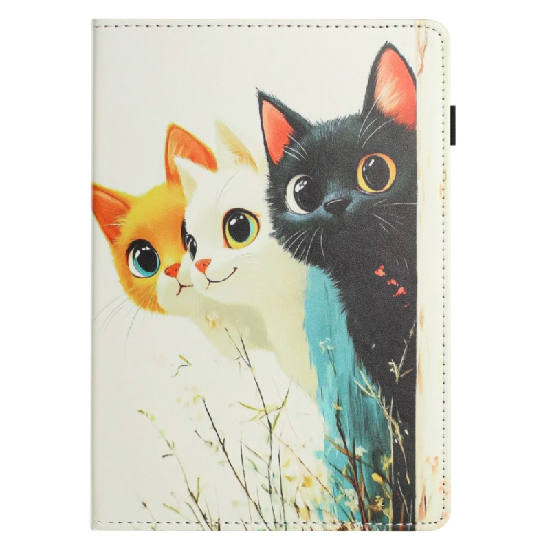 Samsung Galaxy Tab S10 FE / S9 / S9 FE Tasche mit Drei-Katzen-Muster